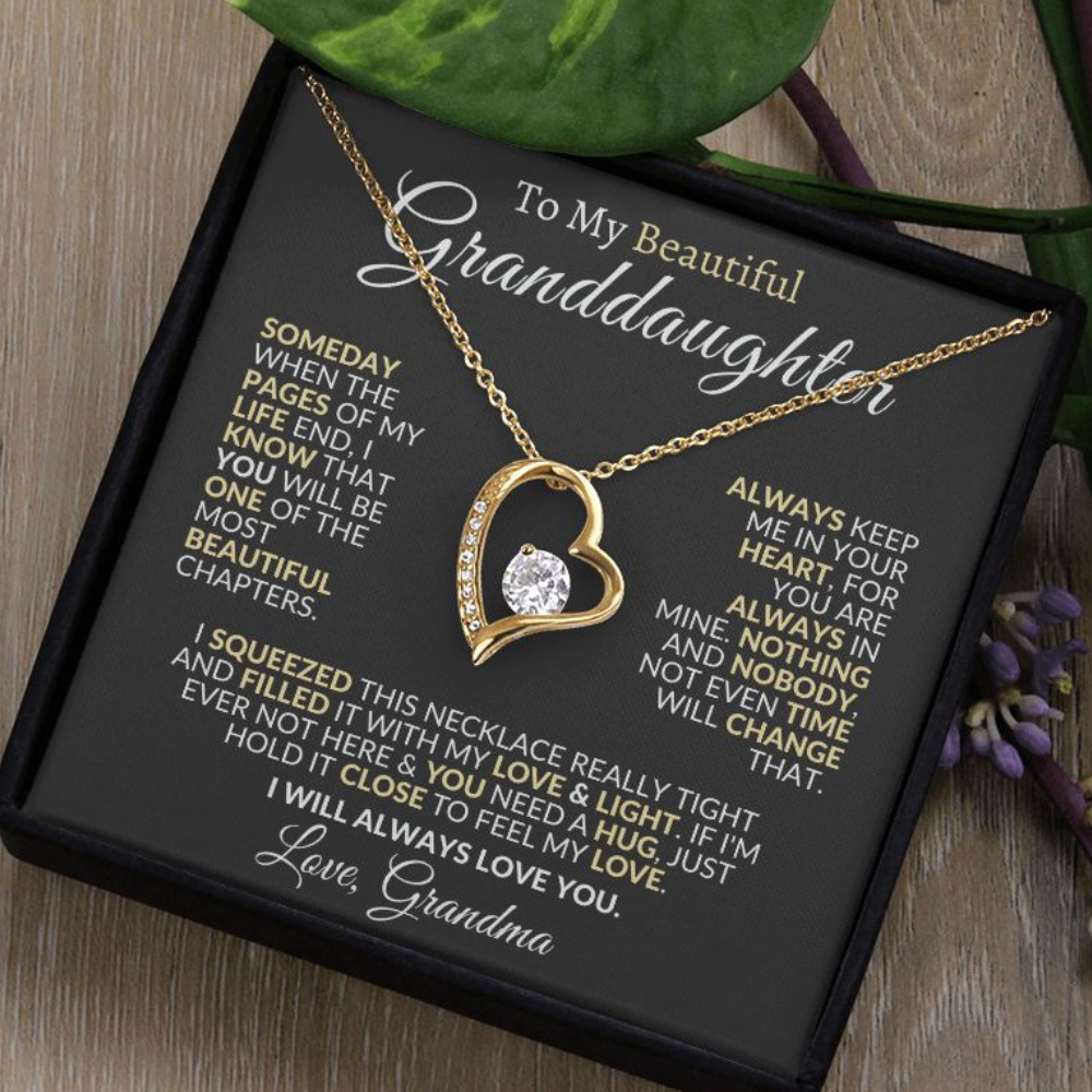 To My Beautiful Granddaughter Forever Love Necklace From Grandma