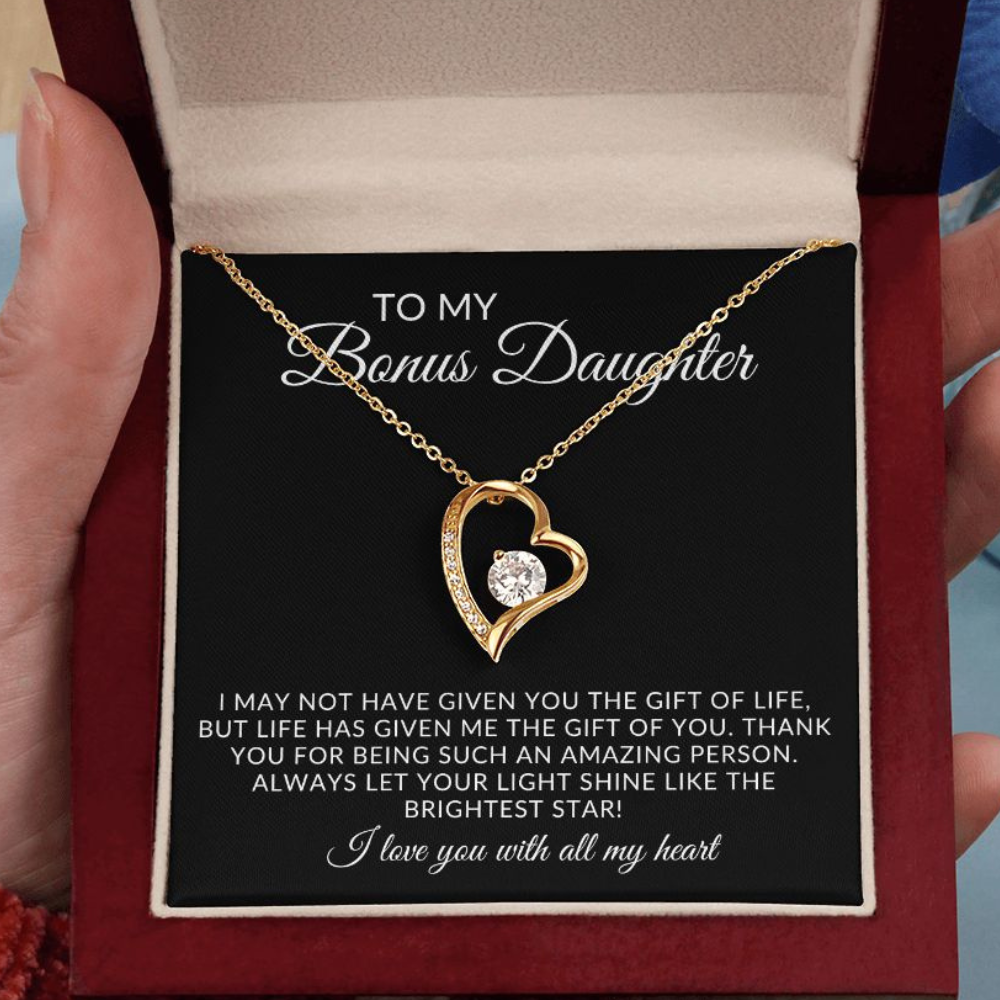 To My Bonus Daughter Forever Love Necklace Gift