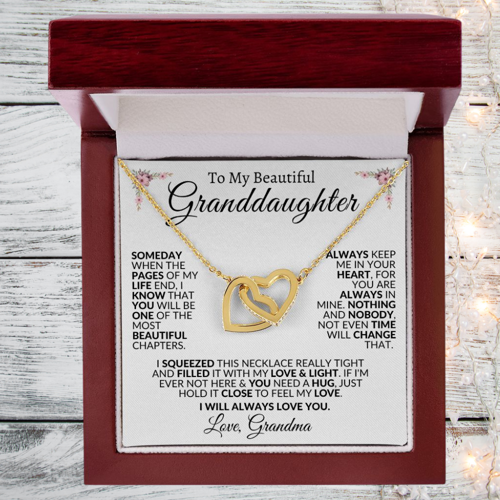 To My Beautiful Granddaughter | Interlocking Hearts Necklace | Love Grandma