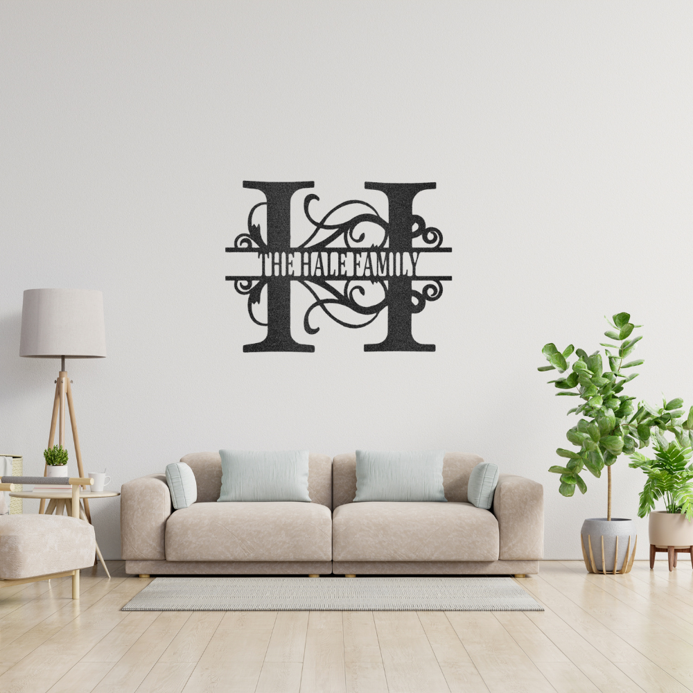 Personalized Split Letter Monogram - Steel Sign