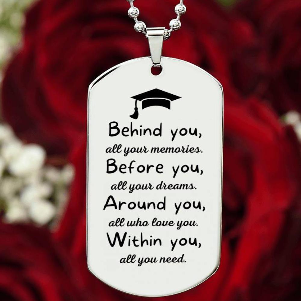 Personalized Graduation Dog Tag Necklace