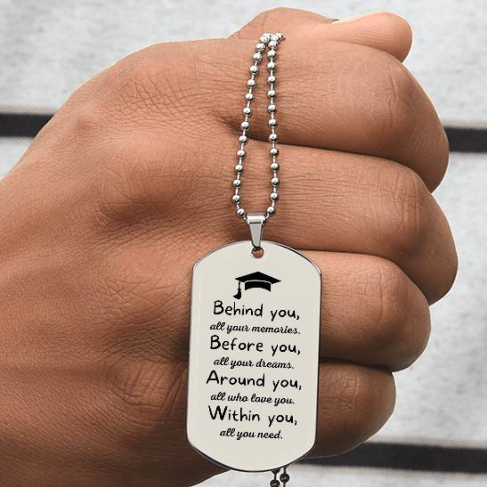Personalized Graduation Dog Tag Necklace