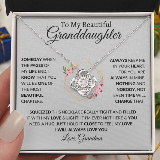 To My Beautiful Granddaughter | Love Knot Necklace | I Will Love You Always