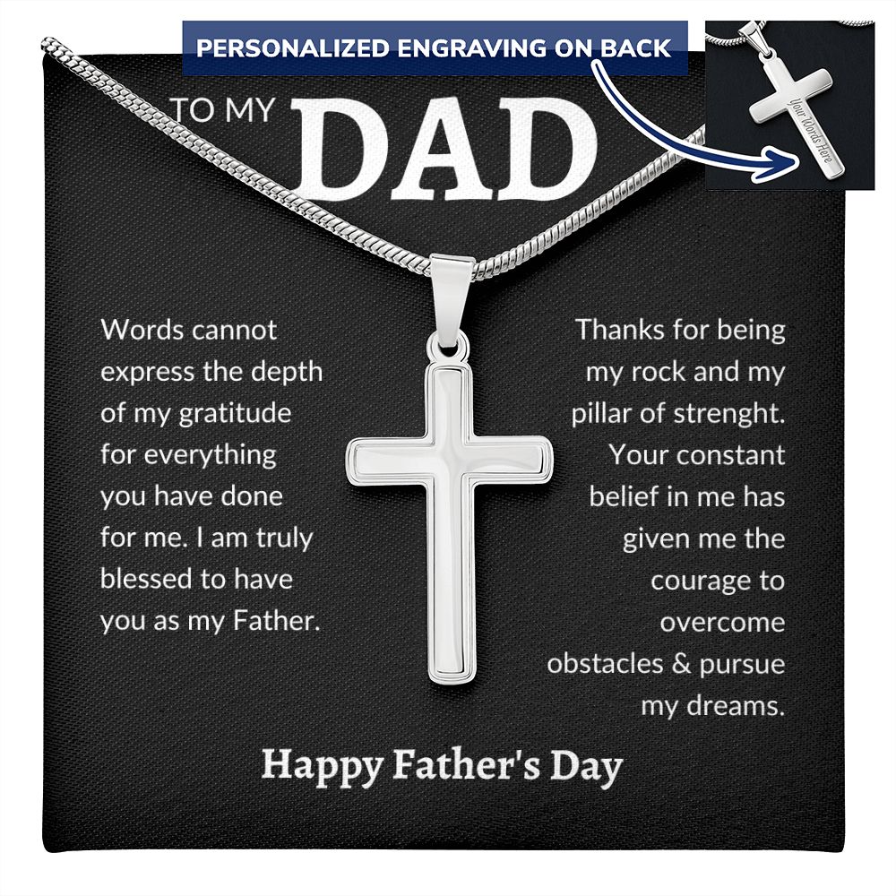 Personalized Engraving Dad cross, Dad Gift for father Birthday Gift, To my dad necklace