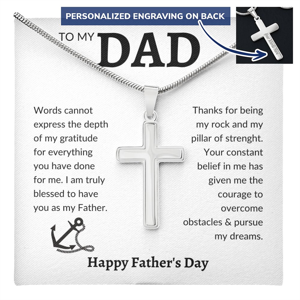Personalized Engraving Dad cross, Dad Gift for father Birthday Gift, To my dad necklace