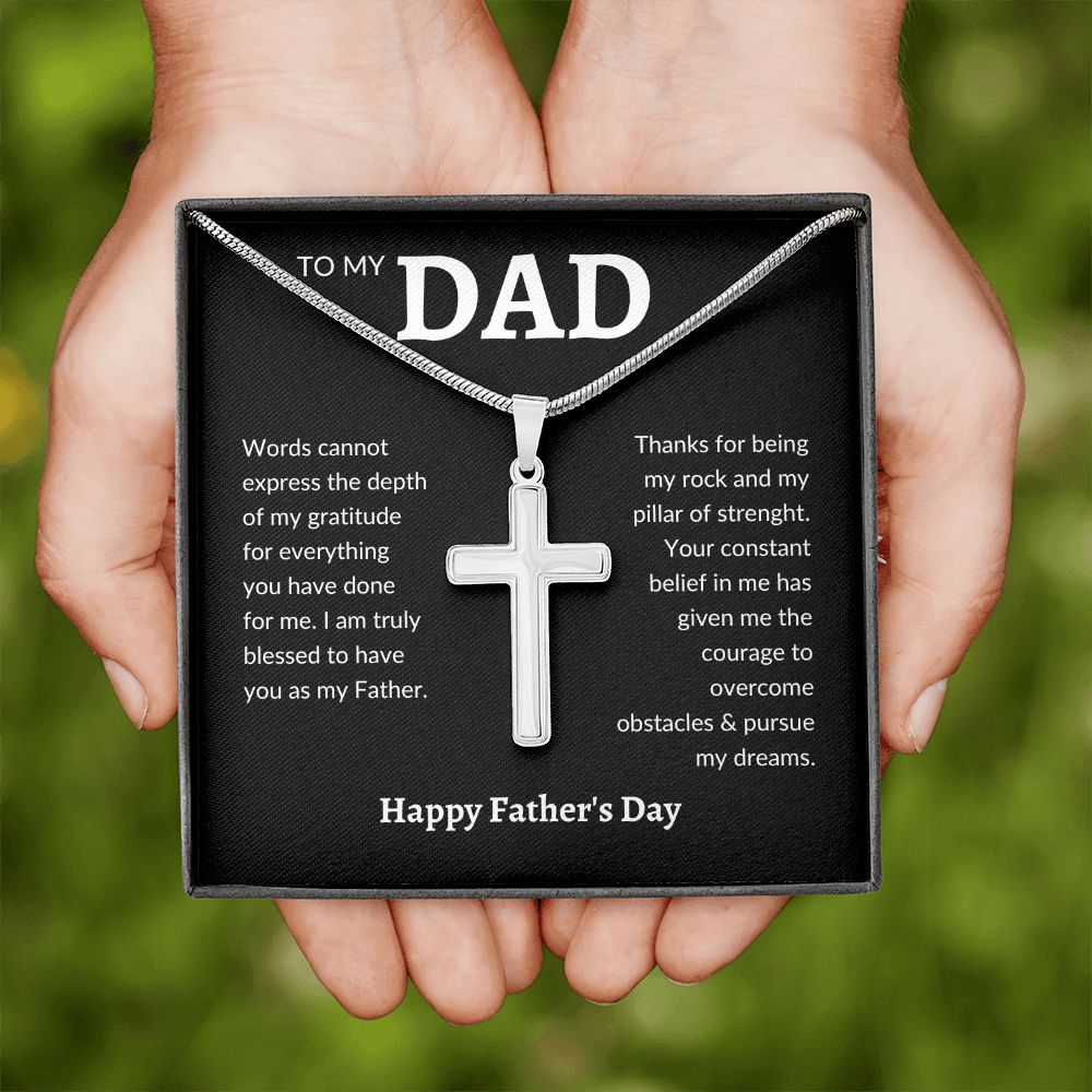 Personalized Engraving Dad cross, Dad Gift for father Birthday Gift, To my dad necklace