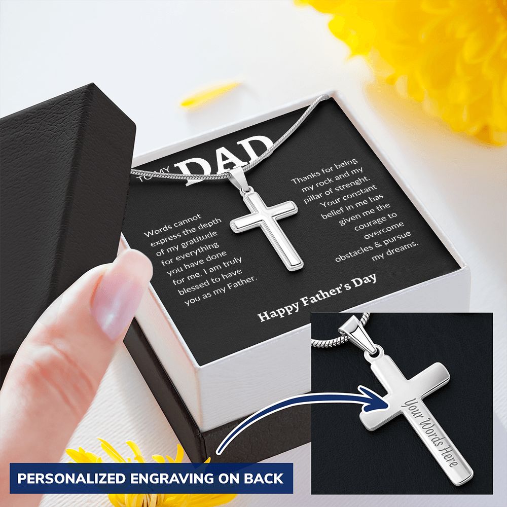 Personalized Engraving Dad cross, Dad Gift for father Birthday Gift, To my dad necklace