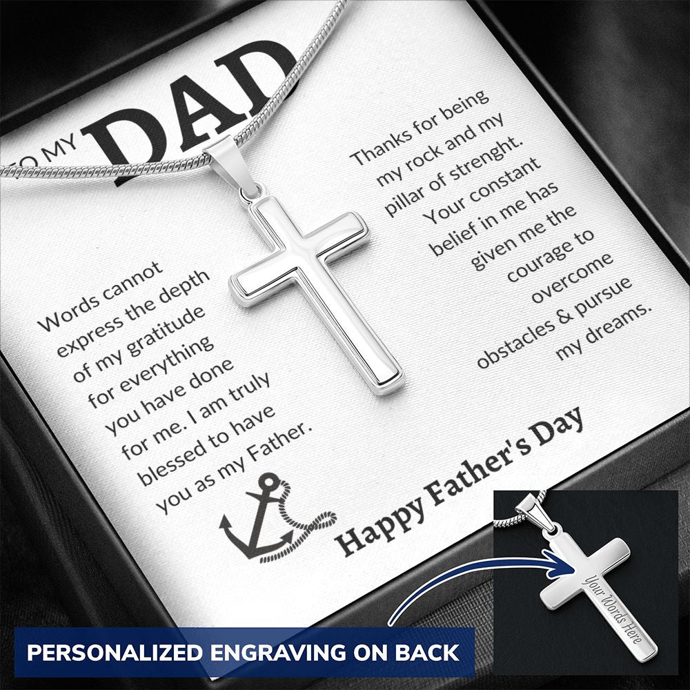 Personalized Engraving Dad cross, Dad Gift for father Birthday Gift, To my dad necklace