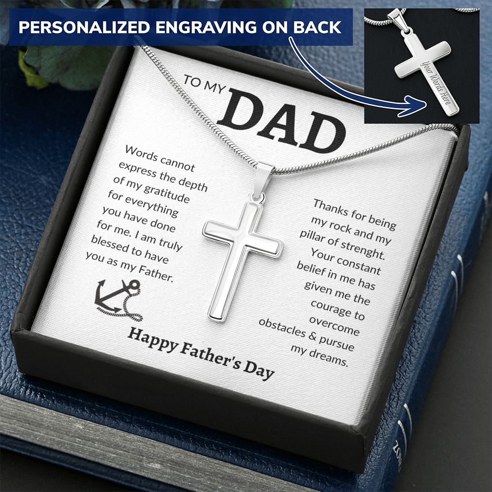 Personalized Engraving Dad cross, Dad Gift for father Birthday Gift, To my dad necklace