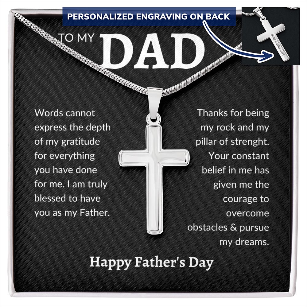 Personalized Engraving Dad cross, Dad Gift for father Birthday Gift, To my dad necklace