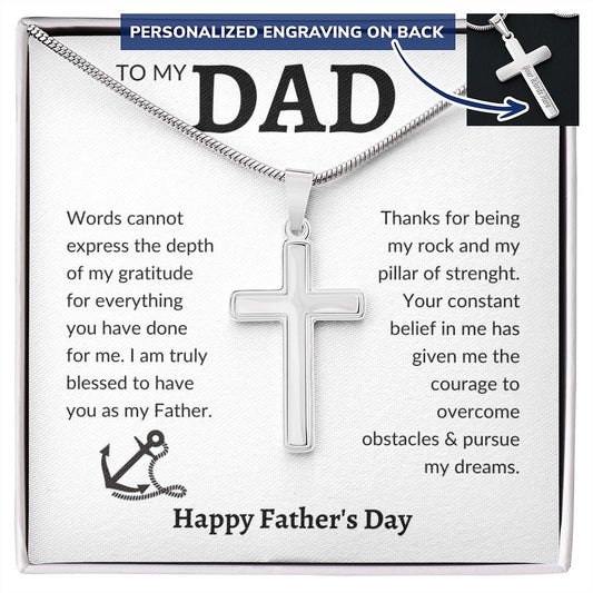 Personalized Engraving Dad cross, Dad Gift for father Birthday Gift, To my dad necklace, Father necklace for dad, Fathers day gift for dad, Father Jewelry For Dad