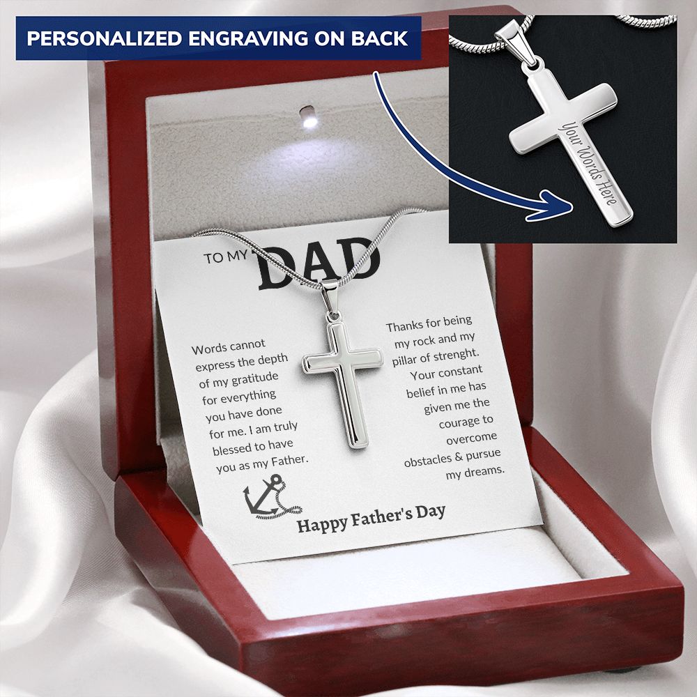 Personalized Engraving Dad cross, Dad Gift for father Birthday Gift, To my dad necklace