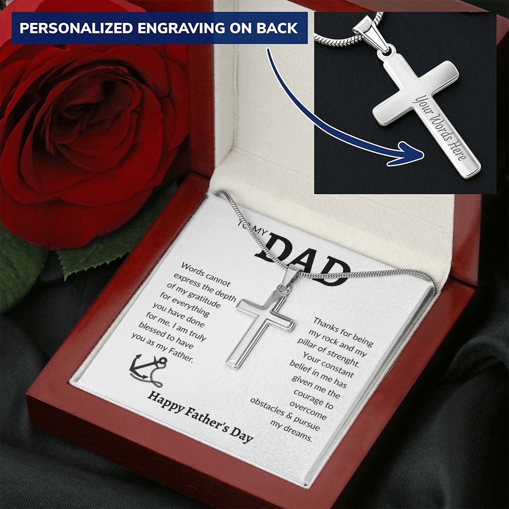 Personalized Engraving Dad cross, Dad Gift for father Birthday Gift, To my dad necklace