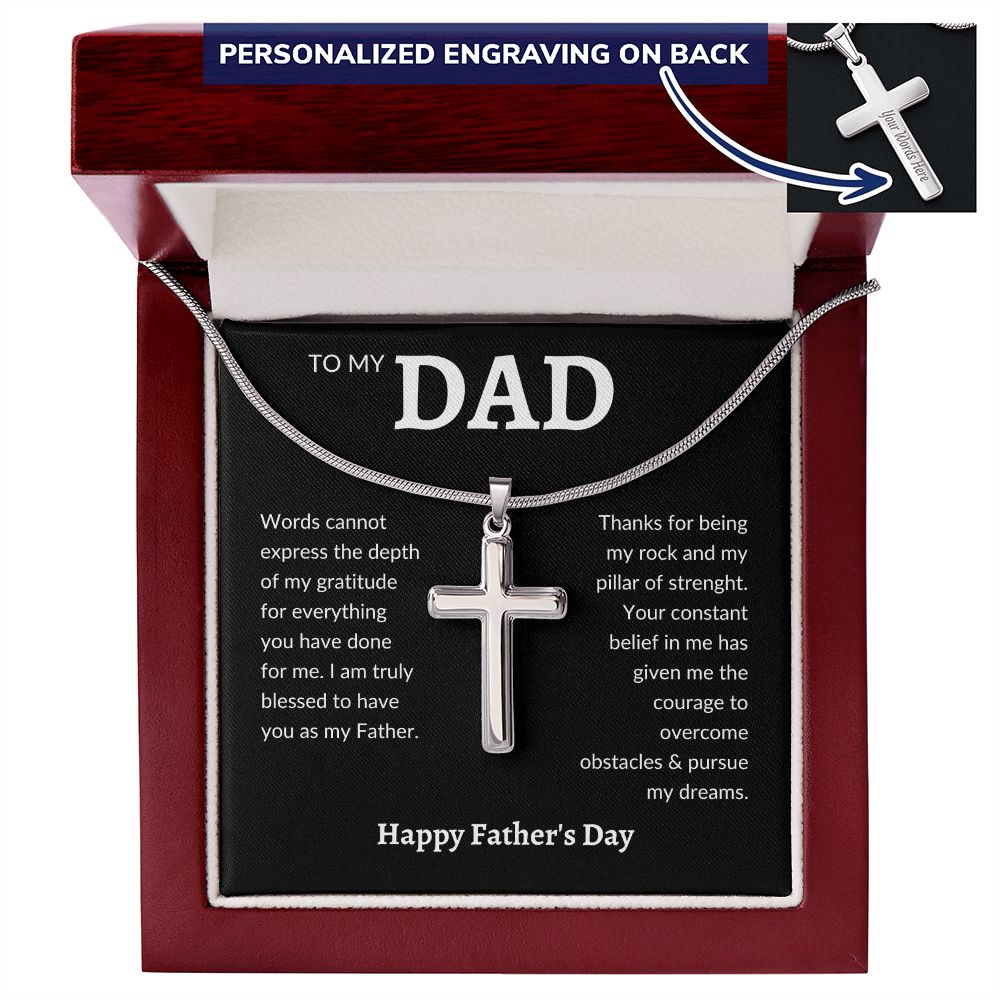 Personalized Engraving Dad cross, Dad Gift for father Birthday Gift, To my dad necklace
