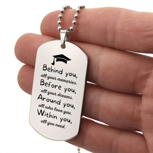 Personalized Graduation Dog Tag Necklace For Son, Personalized Graduation Dog Tag Necklace For Daughter