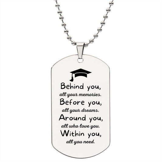 Personalized Graduation Dog Tag Necklace For Son, Personalized Graduation Dog Tag Necklace For Daughter