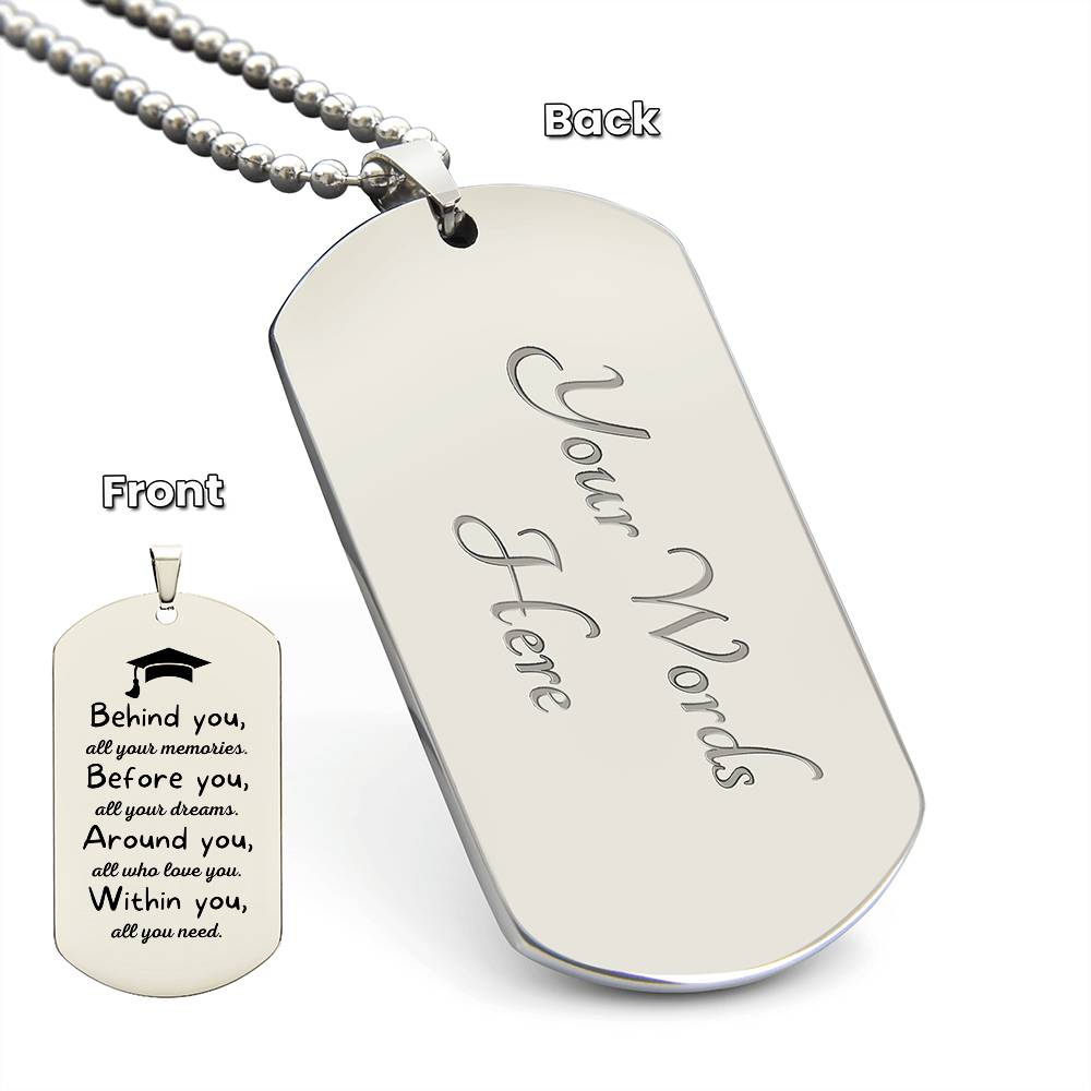 Personalized Graduation Dog Tag Necklace