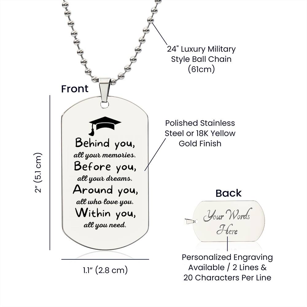 Personalized Graduation Dog Tag Necklace