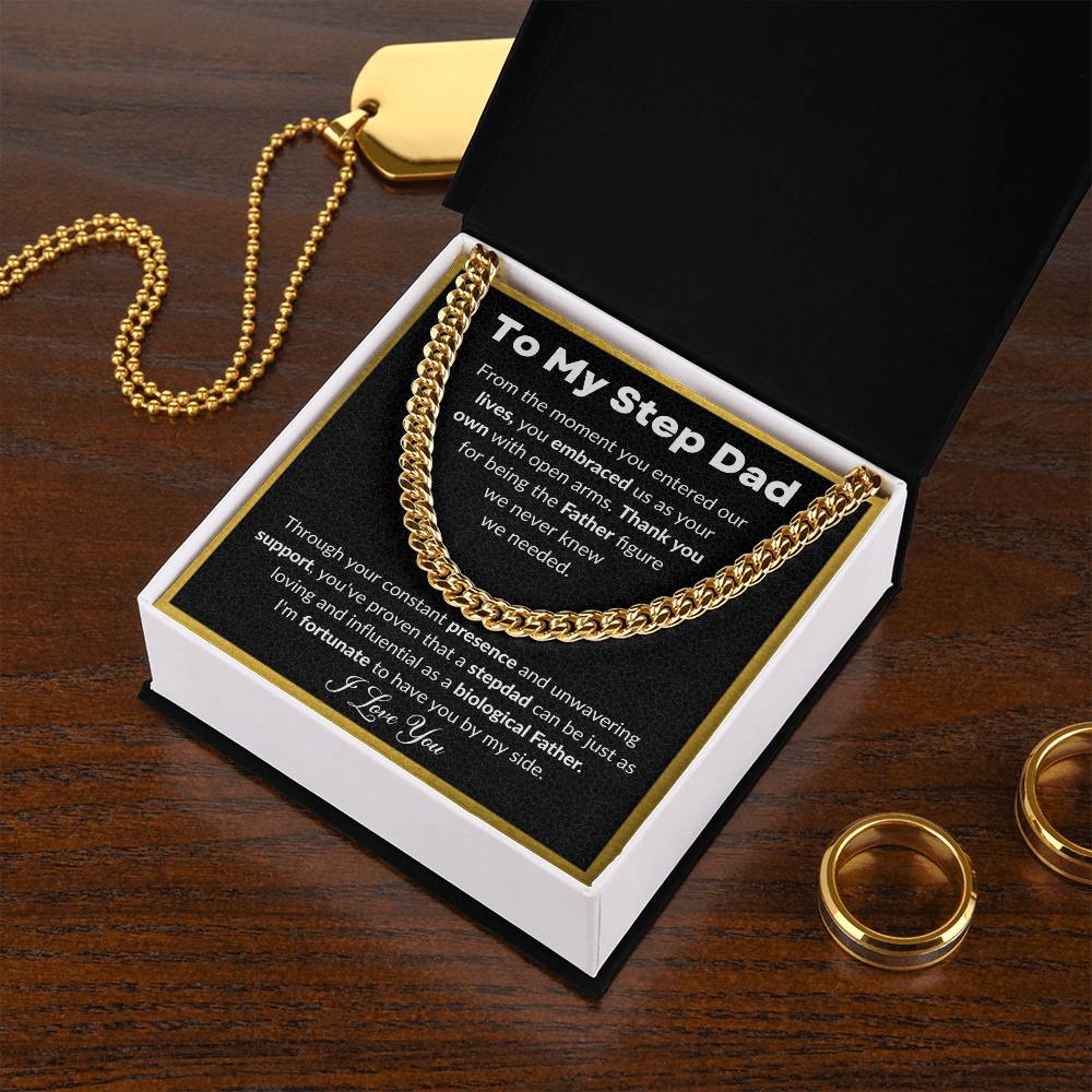 Bonus Dad Gift, To My Step Dad necklace, Step Dad Gift, Step Dad Cuban Link Chain, Step Father Gift, Gift For Step Dad, Christmas gift
