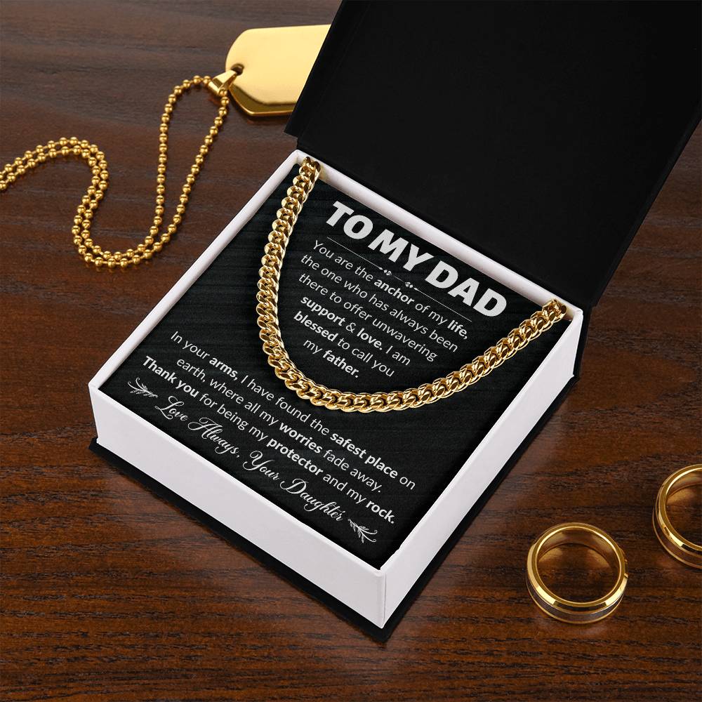 Father's Day Gifts for Dad, To My Dad Cuban Link Chain Necklace, Birthday Gift