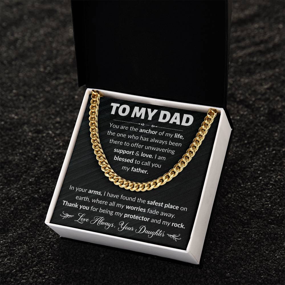 Father's Day Gifts for Dad, To My Dad Cuban Link Chain Necklace, Birthday Gift