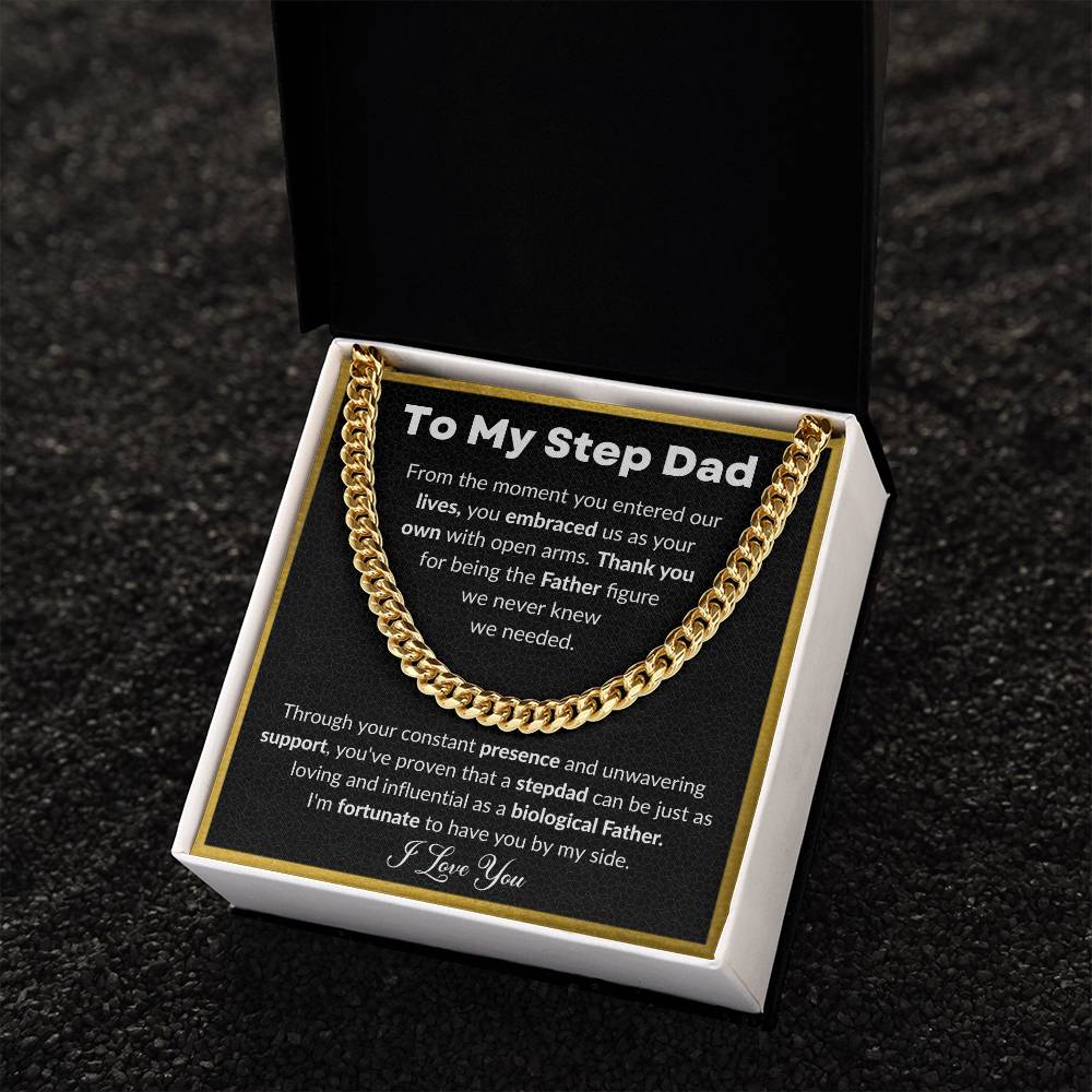 Bonus Dad Gift, To My Step Dad necklace, Step Dad Gift, Step Dad Cuban Link Chain, Step Father Gift, Gift For Step Dad, Christmas gift