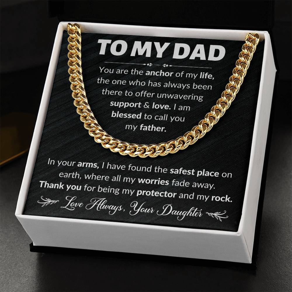 Father's Day Gifts for Dad, To My Dad Cuban Link Chain Necklace, Birthday Gift