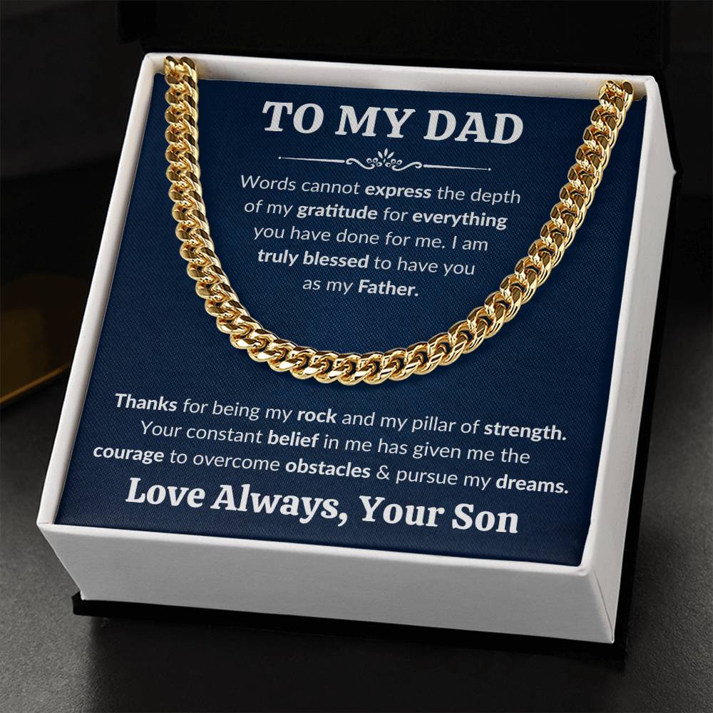 To My Dad Cuban Link Chain Necklace Gift, Father Necklace, Father's Day Gifts for Dad from Son, Custom Gifts for Father