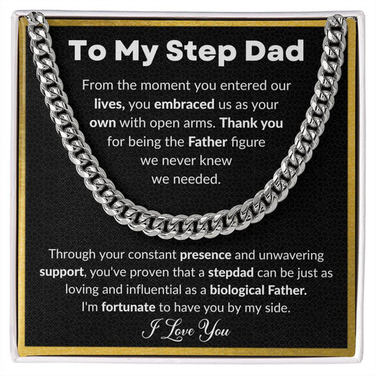 Bonus Dad Gift, To My Step Dad necklace, Step Dad Gift, Step Dad Cuban Link Chain, Step Father Gift, Gift For Step Dad, Christmas gift