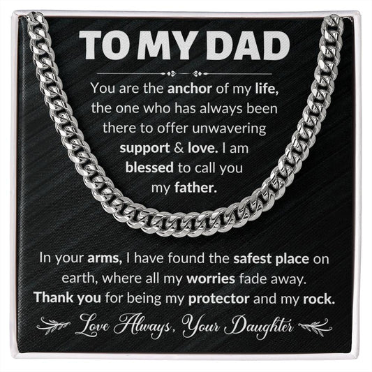 Father's Day Gifts for Dad, To My Dad Cuban Link Chain Necklace, Birthday Gift for Dad, Gift for Dad From Daughter, Gift From Son to Dad