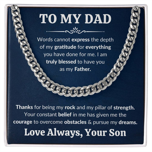 To My Dad Cuban Link Chain Necklace Gift, Father Necklace, Father's Day Gifts for Dad from Son, Custom Gifts for Father