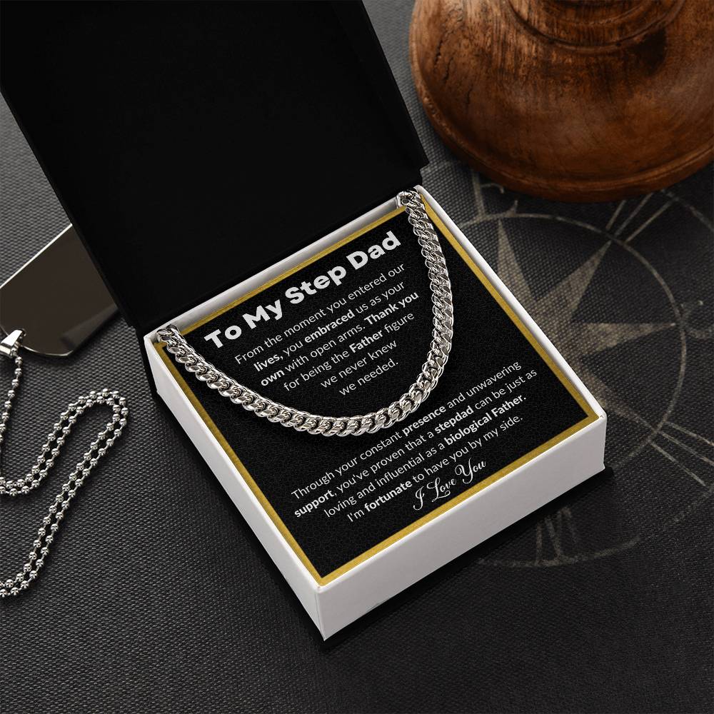 Bonus Dad Gift, To My Step Dad necklace, Step Dad Gift, Step Dad Cuban Link Chain, Step Father Gift, Gift For Step Dad, Christmas gift