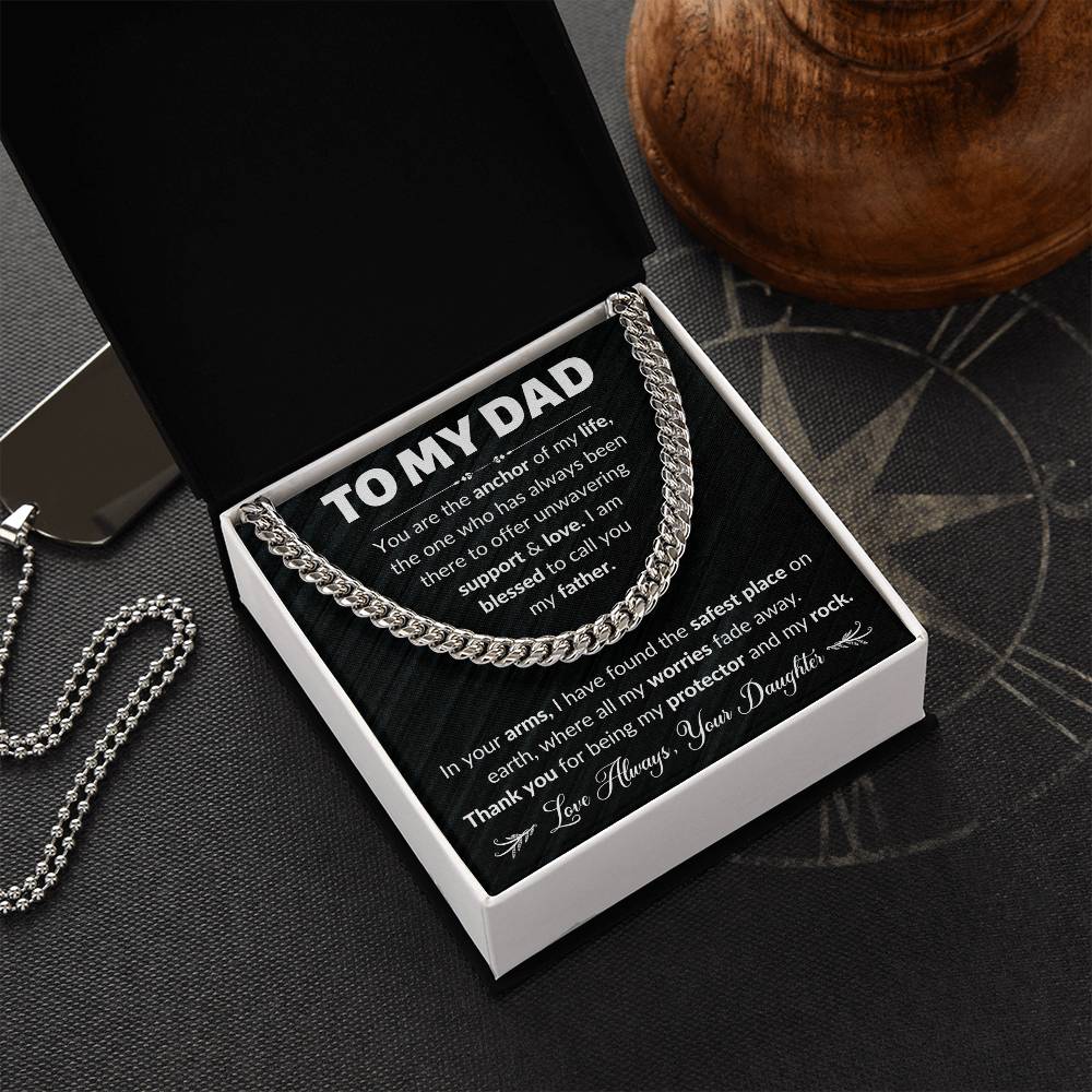 Father's Day Gifts for Dad, To My Dad Cuban Link Chain Necklace, Birthday Gift