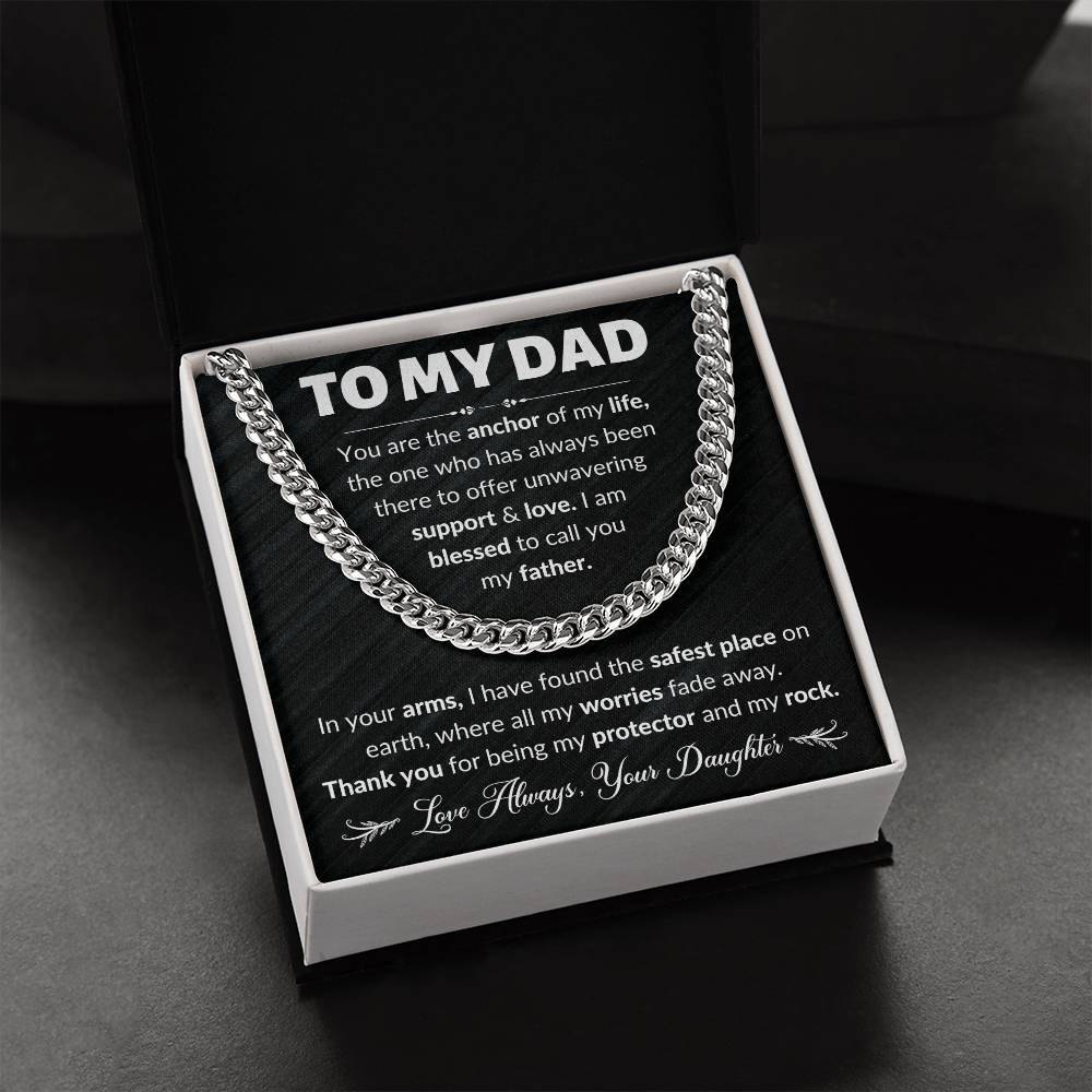 Father's Day Gifts for Dad, To My Dad Cuban Link Chain Necklace, Birthday Gift