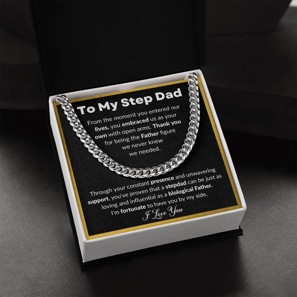 Bonus Dad Gift, To My Step Dad necklace, Step Dad Gift, Step Dad Cuban Link Chain, Step Father Gift, Gift For Step Dad, Christmas gift