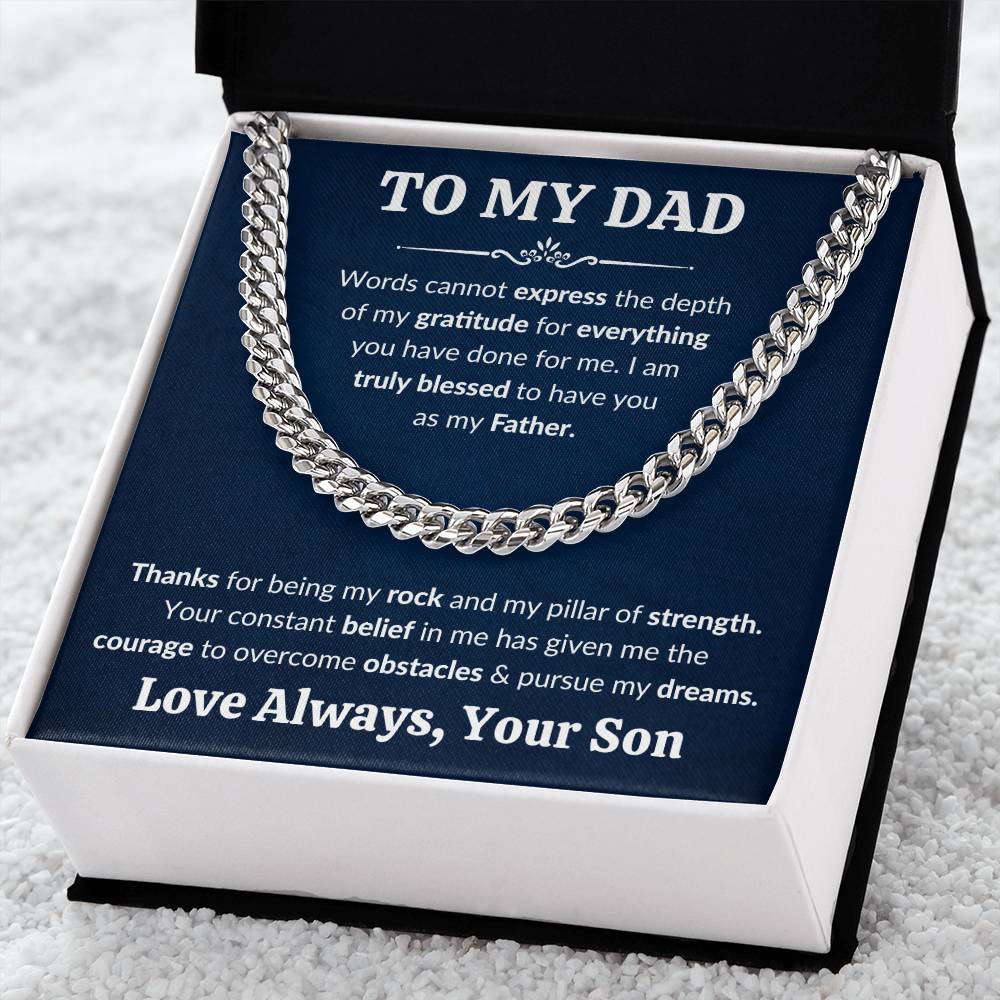 To My Dad Cuban Link Chain Necklace Gift, Father Necklace, Father's Day Gifts for Dad from Son, Custom Gifts for Father