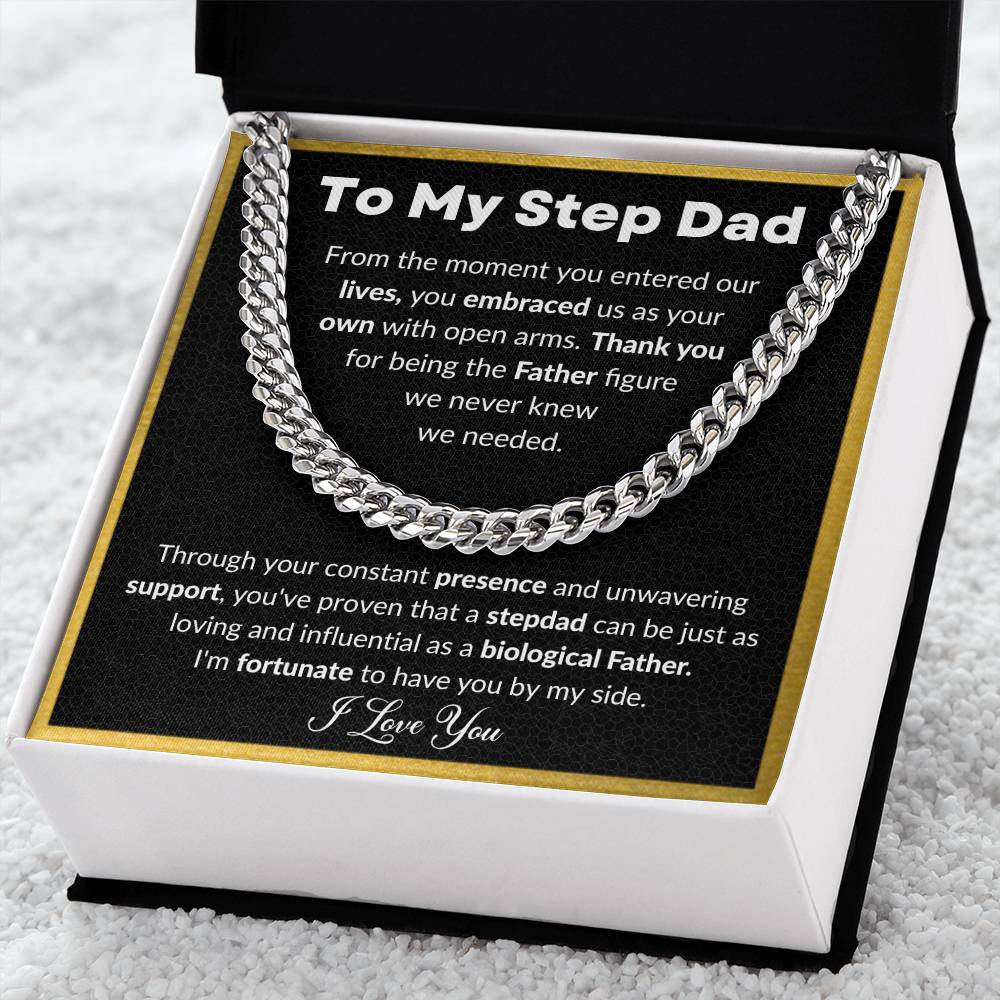 Bonus Dad Gift, To My Step Dad necklace, Step Dad Gift, Step Dad Cuban Link Chain, Step Father Gift, Gift For Step Dad, Christmas gift