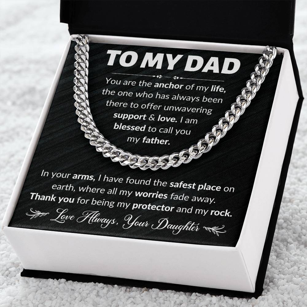 Father's Day Gifts for Dad, To My Dad Cuban Link Chain Necklace, Birthday Gift