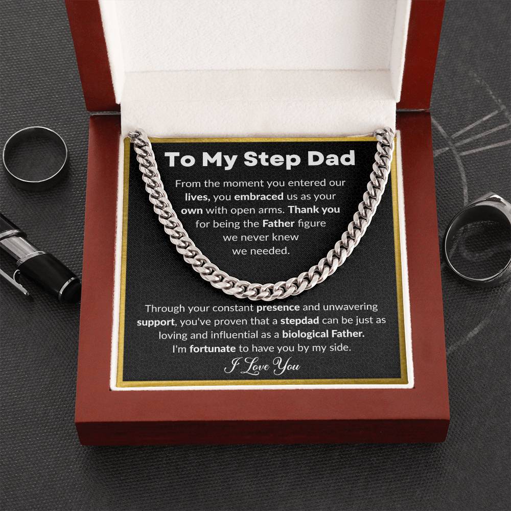 Bonus Dad Gift, To My Step Dad necklace, Step Dad Gift, Step Dad Cuban Link Chain, Step Father Gift, Gift For Step Dad, Christmas gift