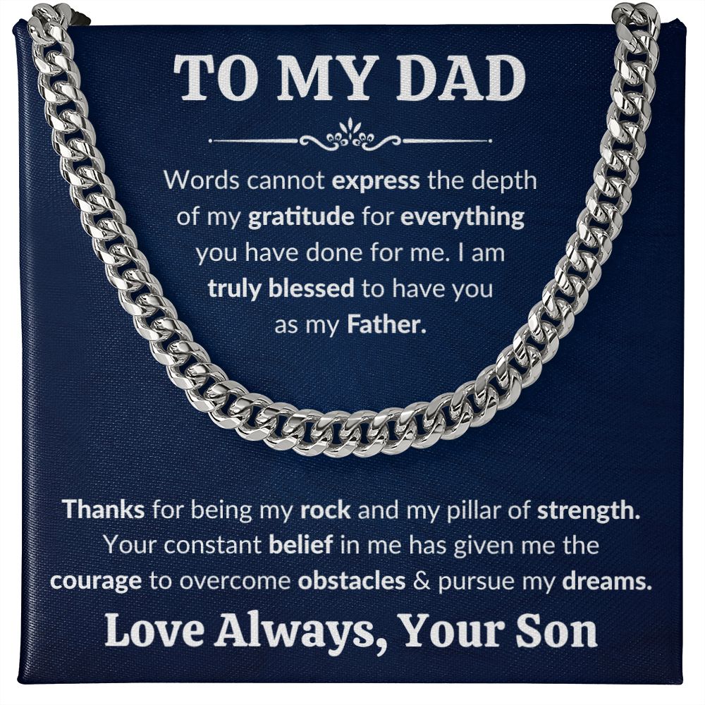 To My Dad Cuban Link Chain Necklace Gift, Father Necklace, Father's Day Gifts for Dad from Son, Custom Gifts for Father