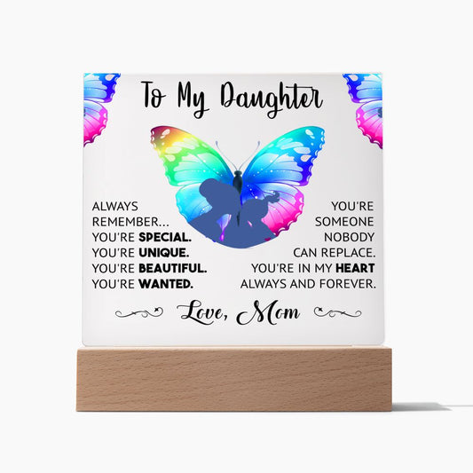 Mother Daughter Acrylic Square Plaque, Always Remember Your In My Heart Always, Mom Gift, Daughter Gift