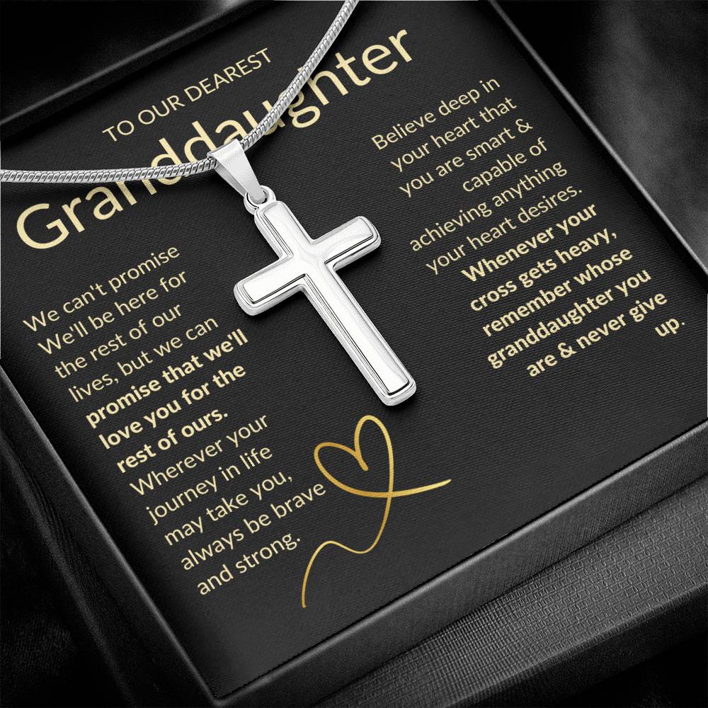 Granddaughter, Never Give Up - Cross Necklace - Remember whose Granddaughter you are & never give up