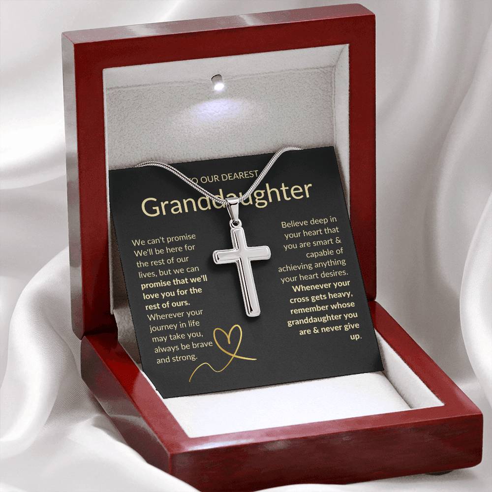 Granddaughter, Never Give Up - Cross Necklace - Remember whose Granddaughter you are & never give up