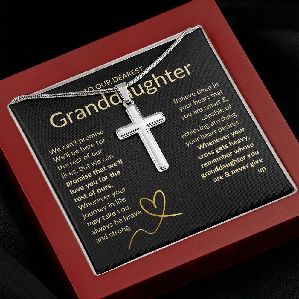 Granddaughter, Never Give Up - Cross Necklace - Remember whose Granddaughter you are & never give up
