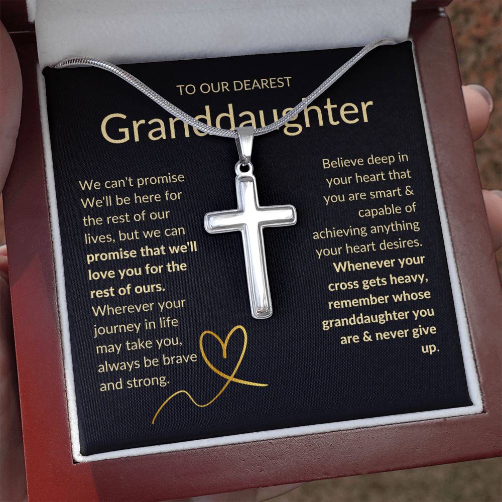 Granddaughter, Never Give Up - Cross Necklace - Remember whose Granddaughter you are & never give up