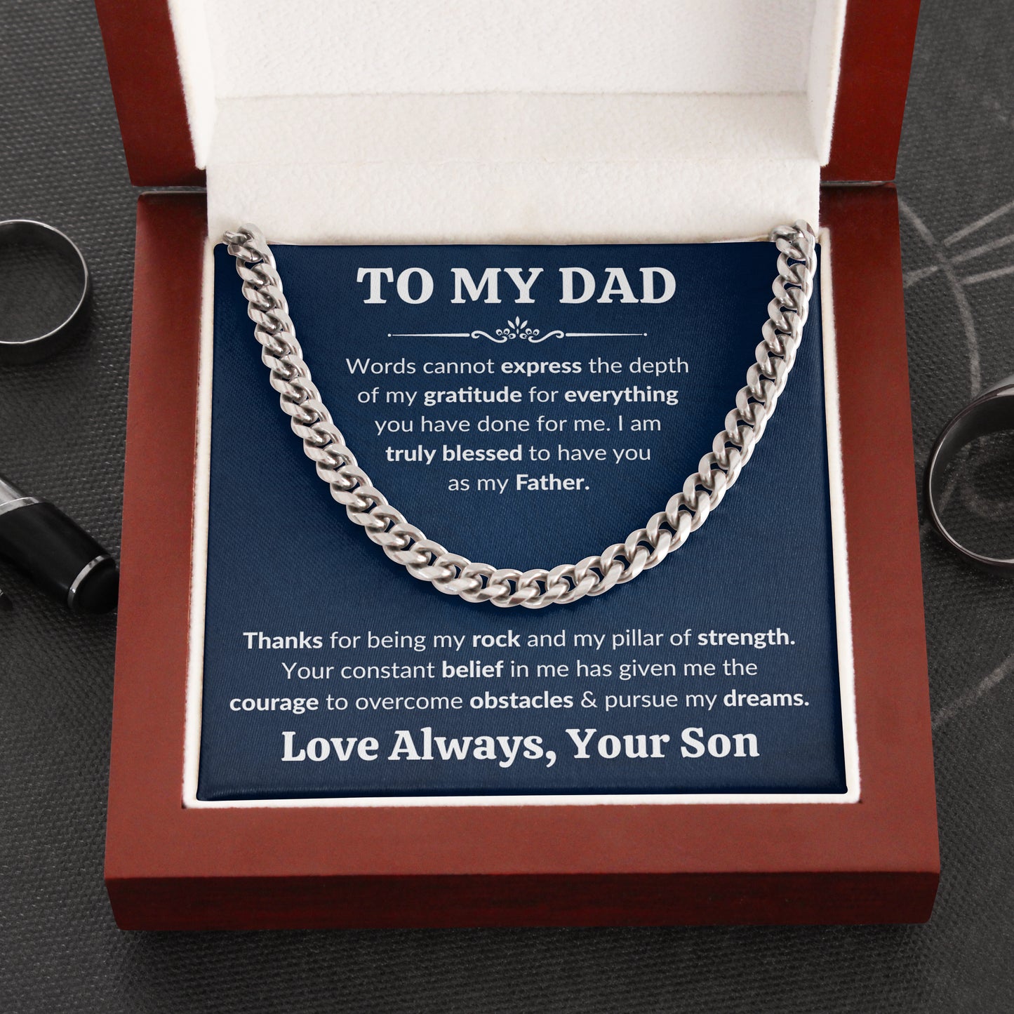 To My Dad Cuban Link Chain Necklace Gift, Father Necklace, Father's Day Gifts for Dad from Son, Custom Gifts for Father