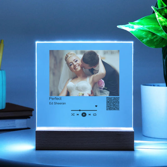 Personalized Song LED Plaque with Stand | Anniversary Gifts | Christmas Gift for Him | Custom Picture Acrylic Music Plaque | Couple Gifts