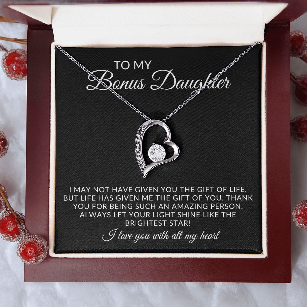 To My Bonus Daughter Forever Love Necklace Gift