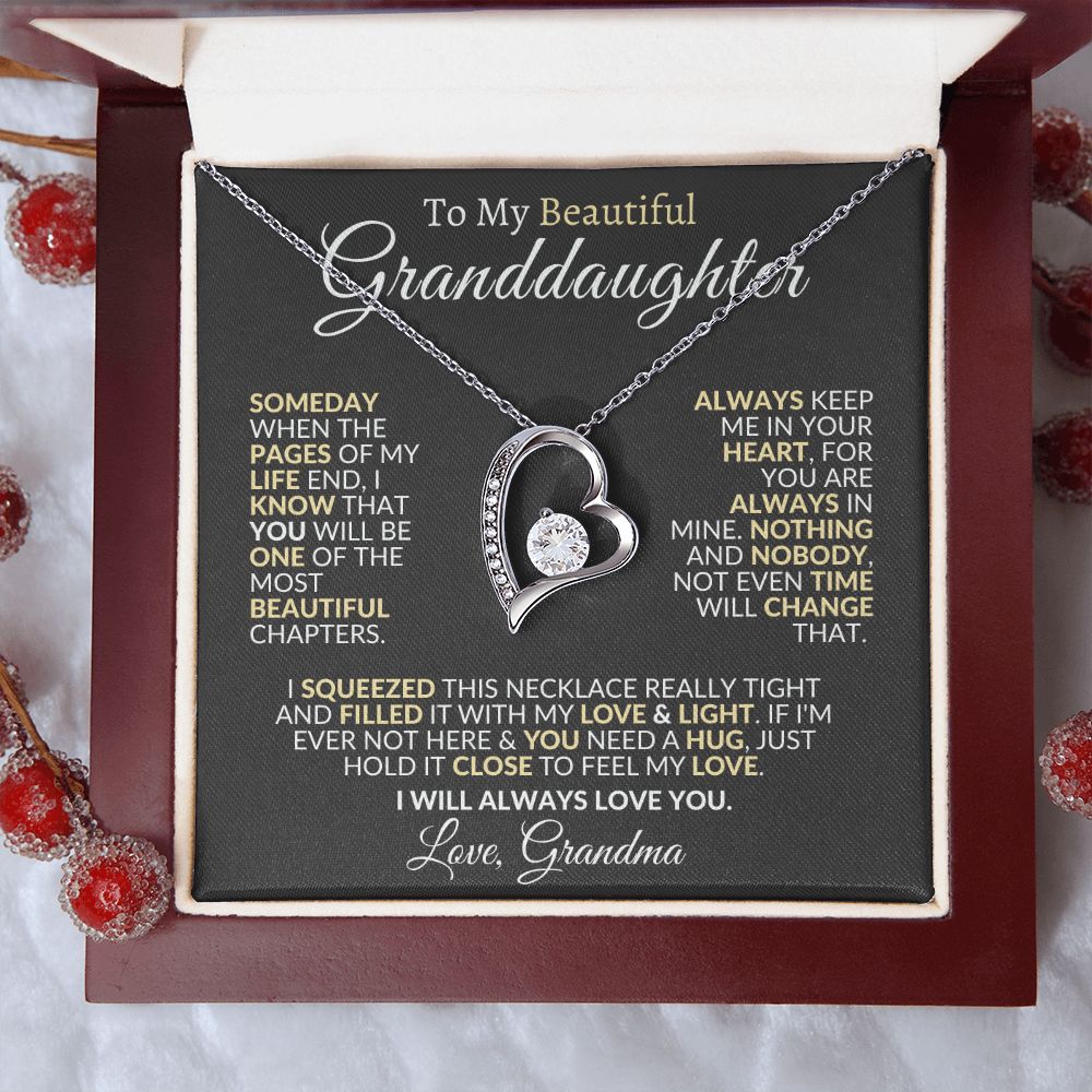 To My Beautiful Granddaughter Forever Love Necklace From Grandma