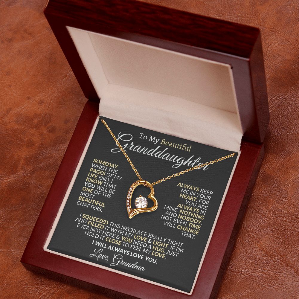 To My Beautiful Granddaughter Forever Love Necklace From Grandma